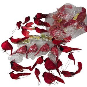 Lot of 25+ Red Cardinal Birds for Floral Arrangements Crafts Wedding